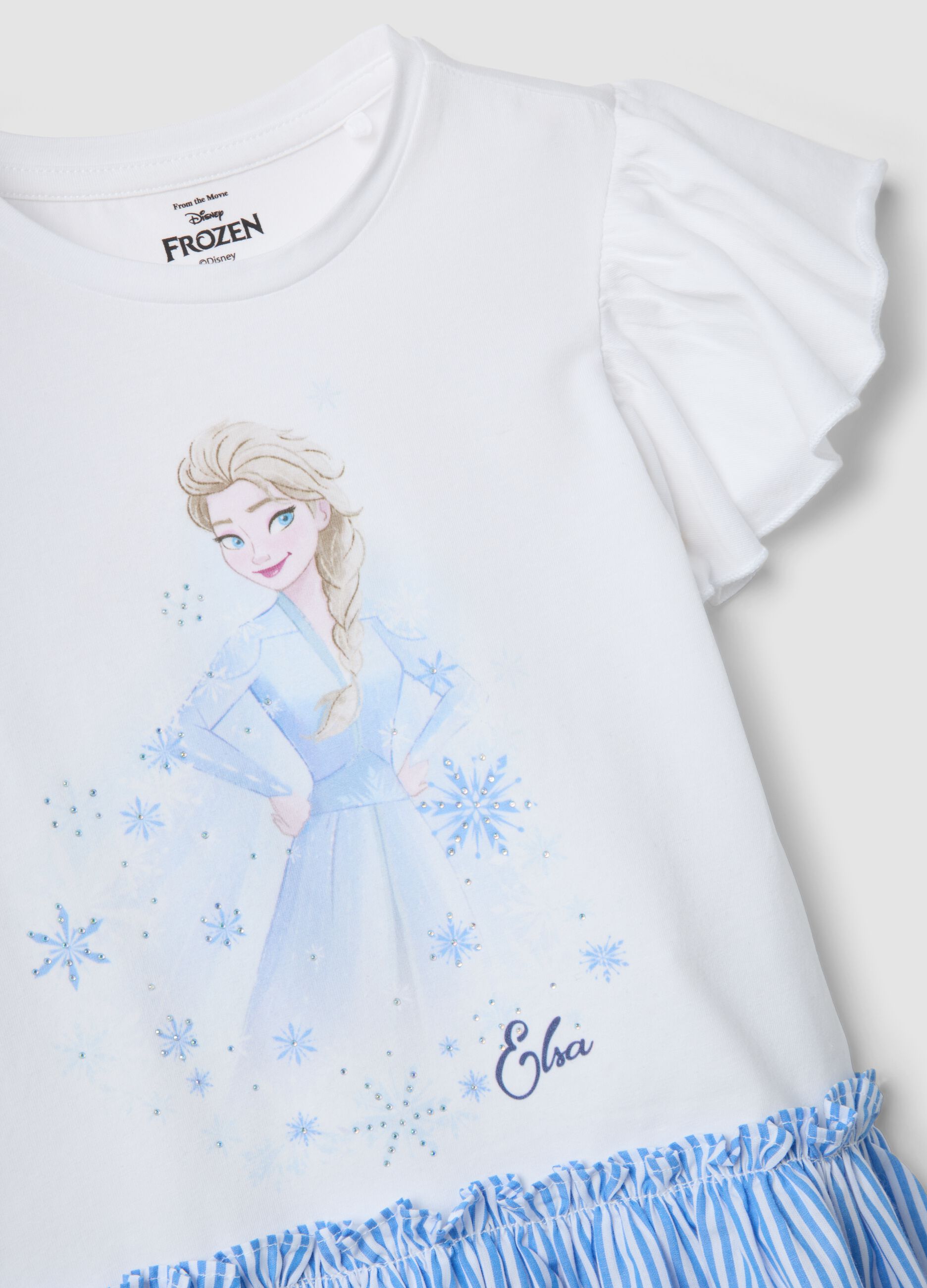 Girls&rsquo; multicolour stretch cotton dress with Frozen print