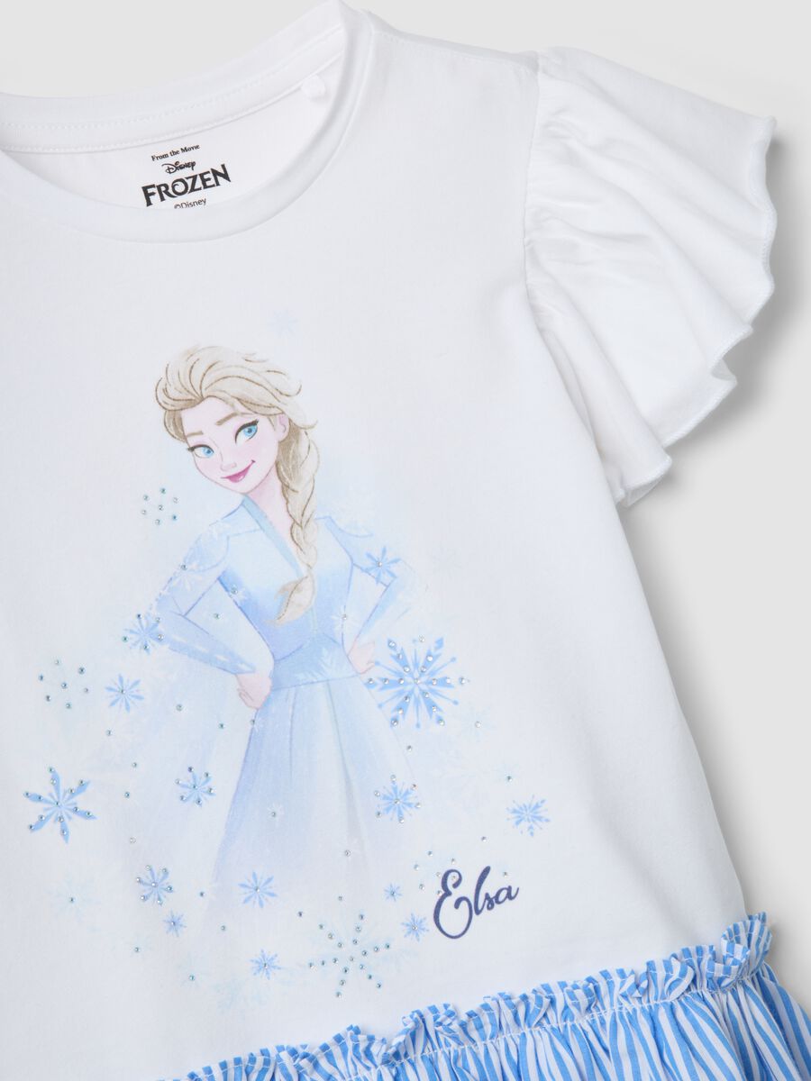 Abito multicolor in cotone elasticizzato da bambina con stampa Frozen_2