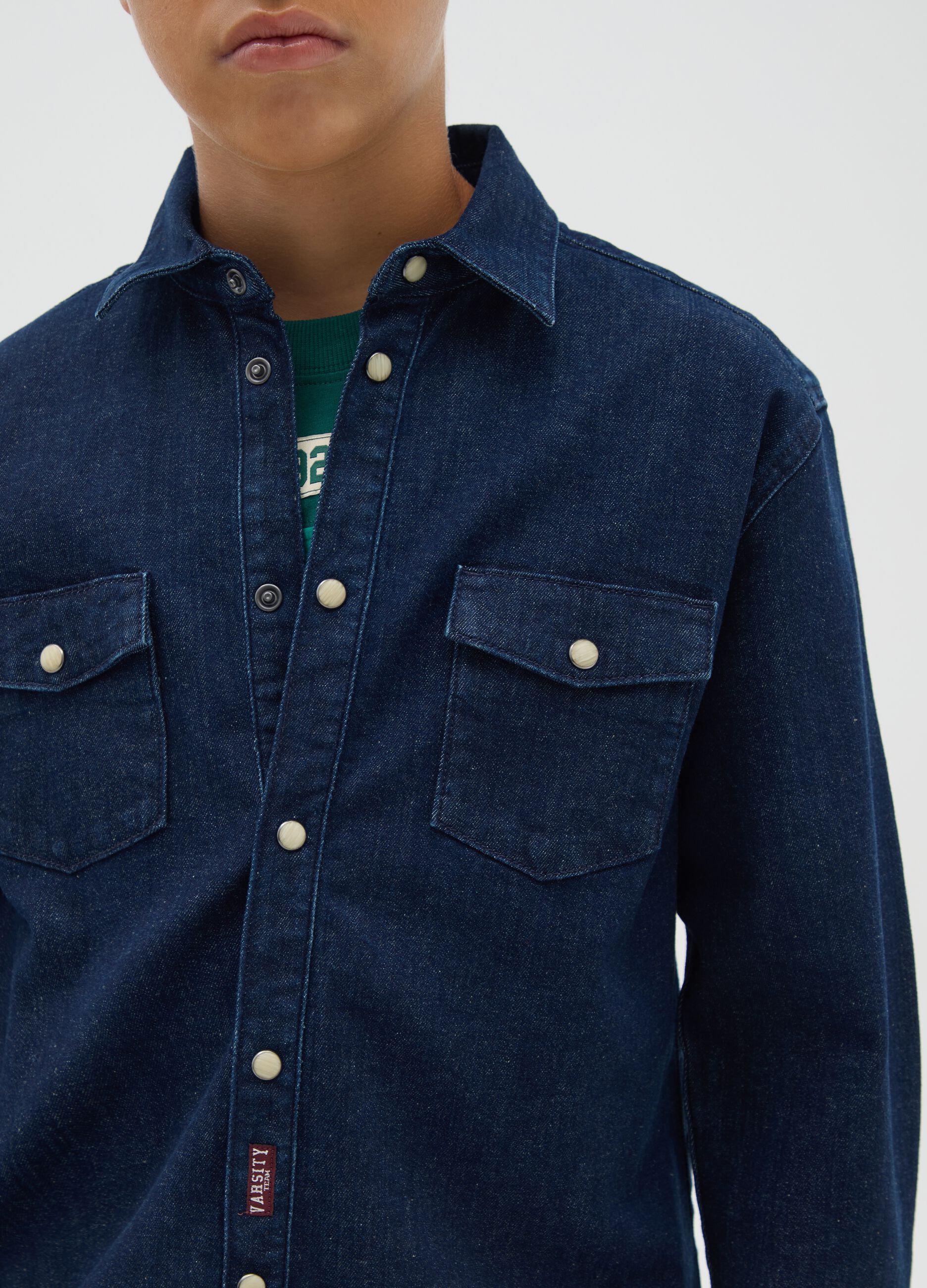 Boys' Blue Denim Shirt Regular Fit