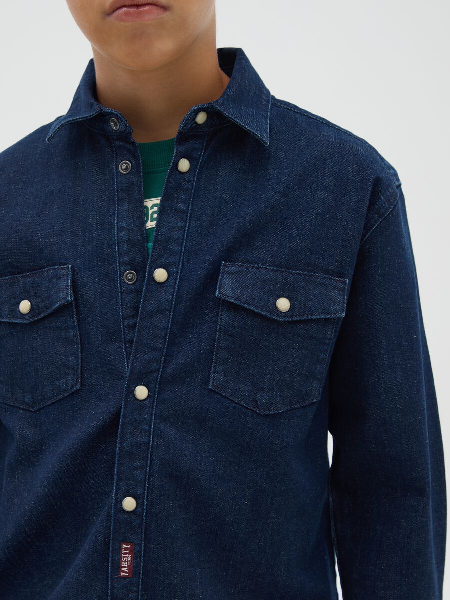 Boys' Blue Denim Shirt Regular Fit_2