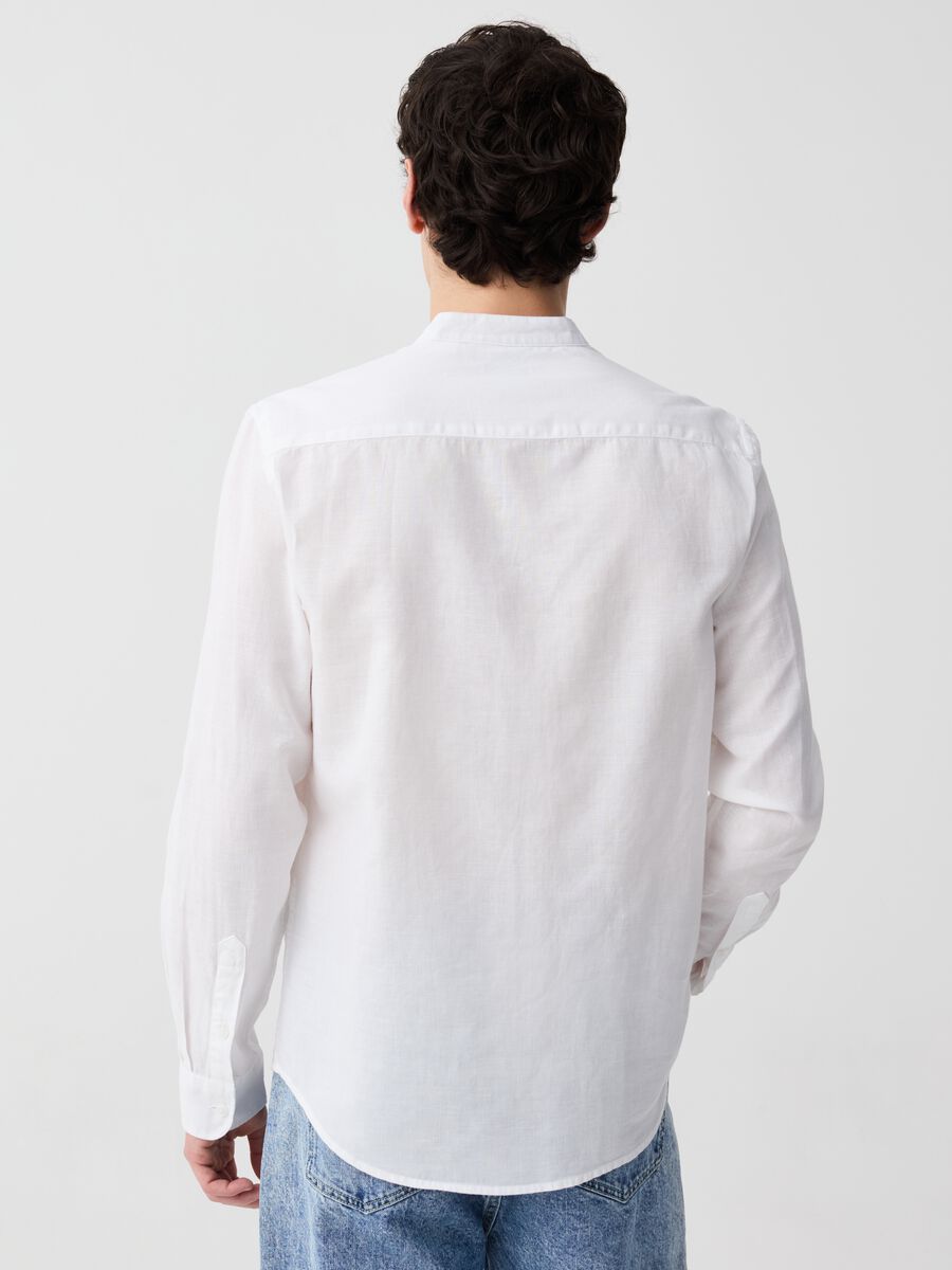 Cotton and linen shirt with mandarin collar_2