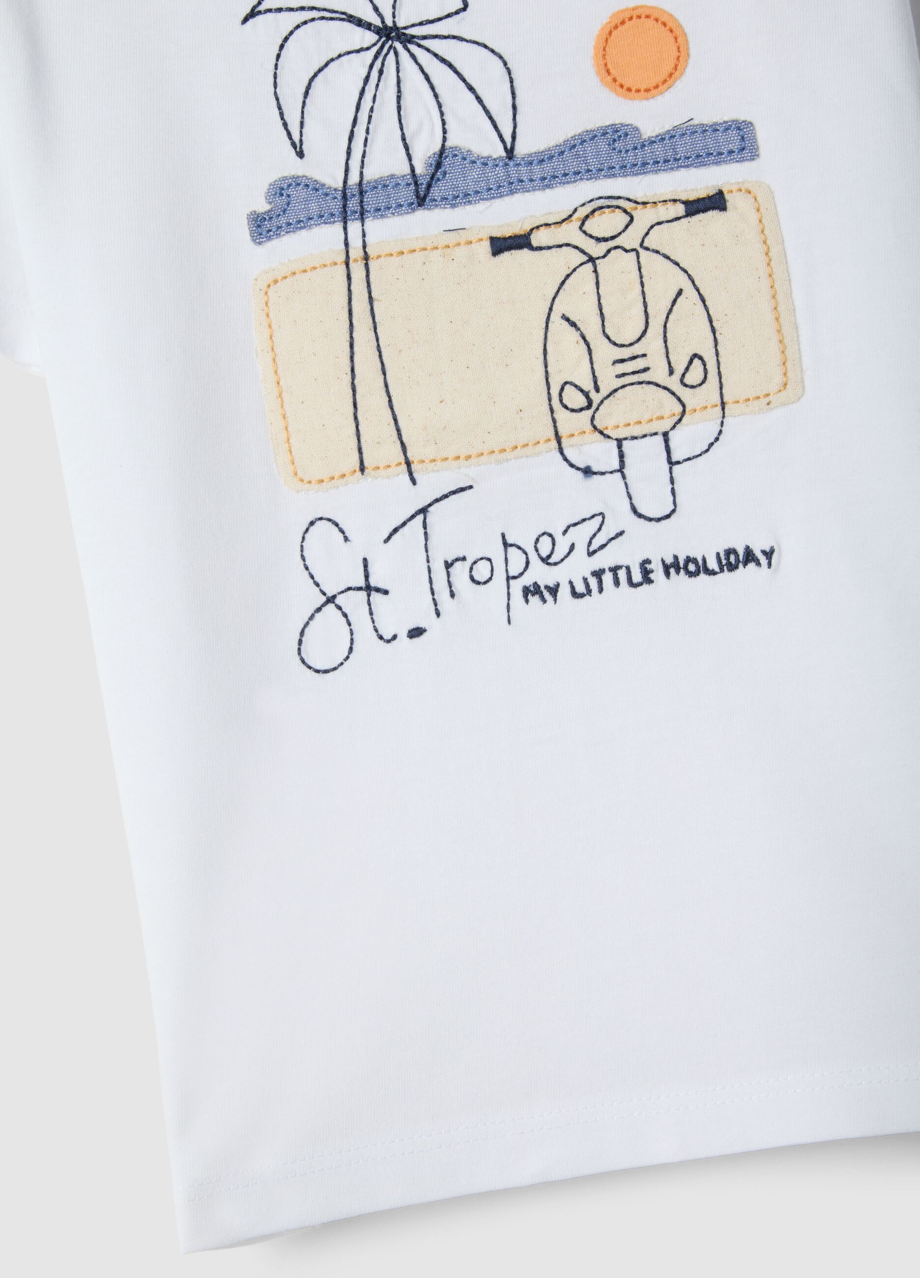 White pure cotton T-shirt for baby boy with print