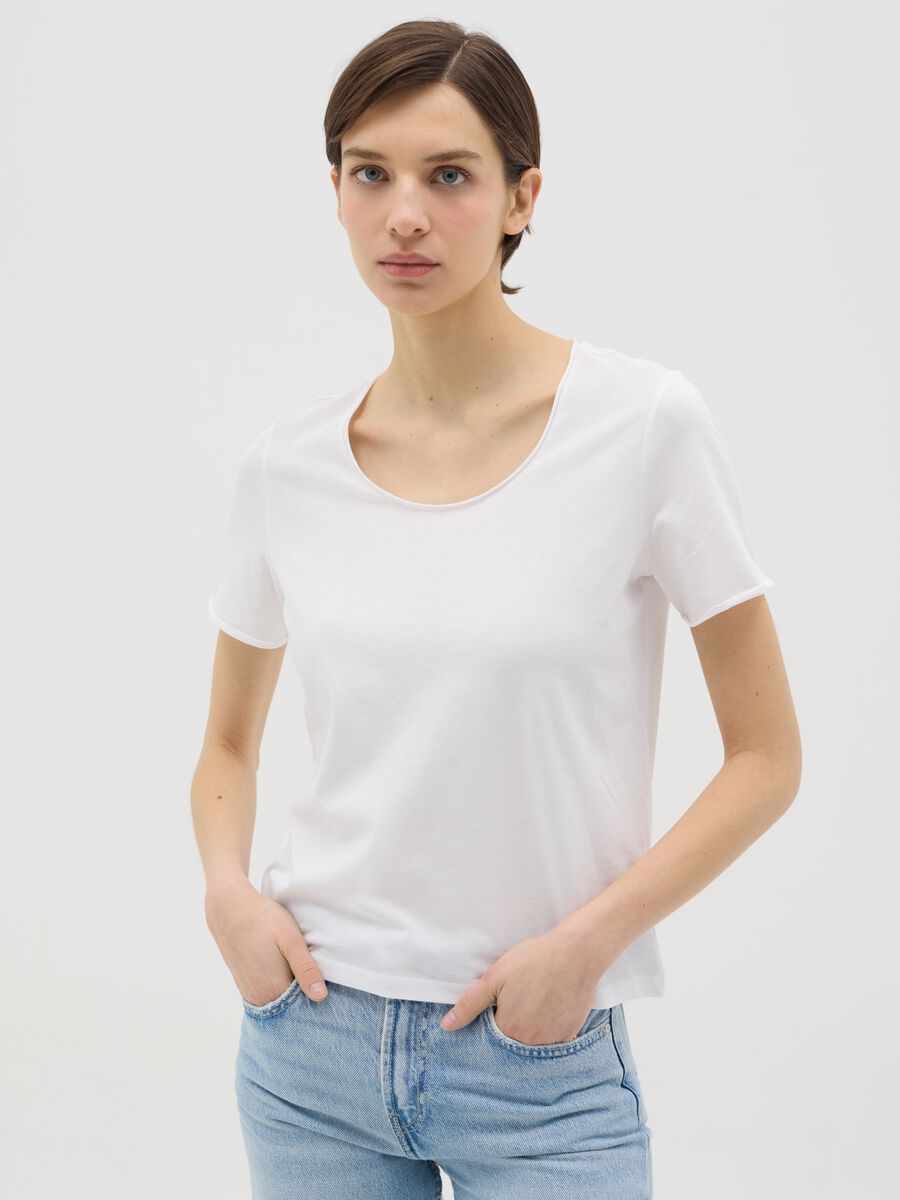 White relaxed-fit T-shirt in cotton_0