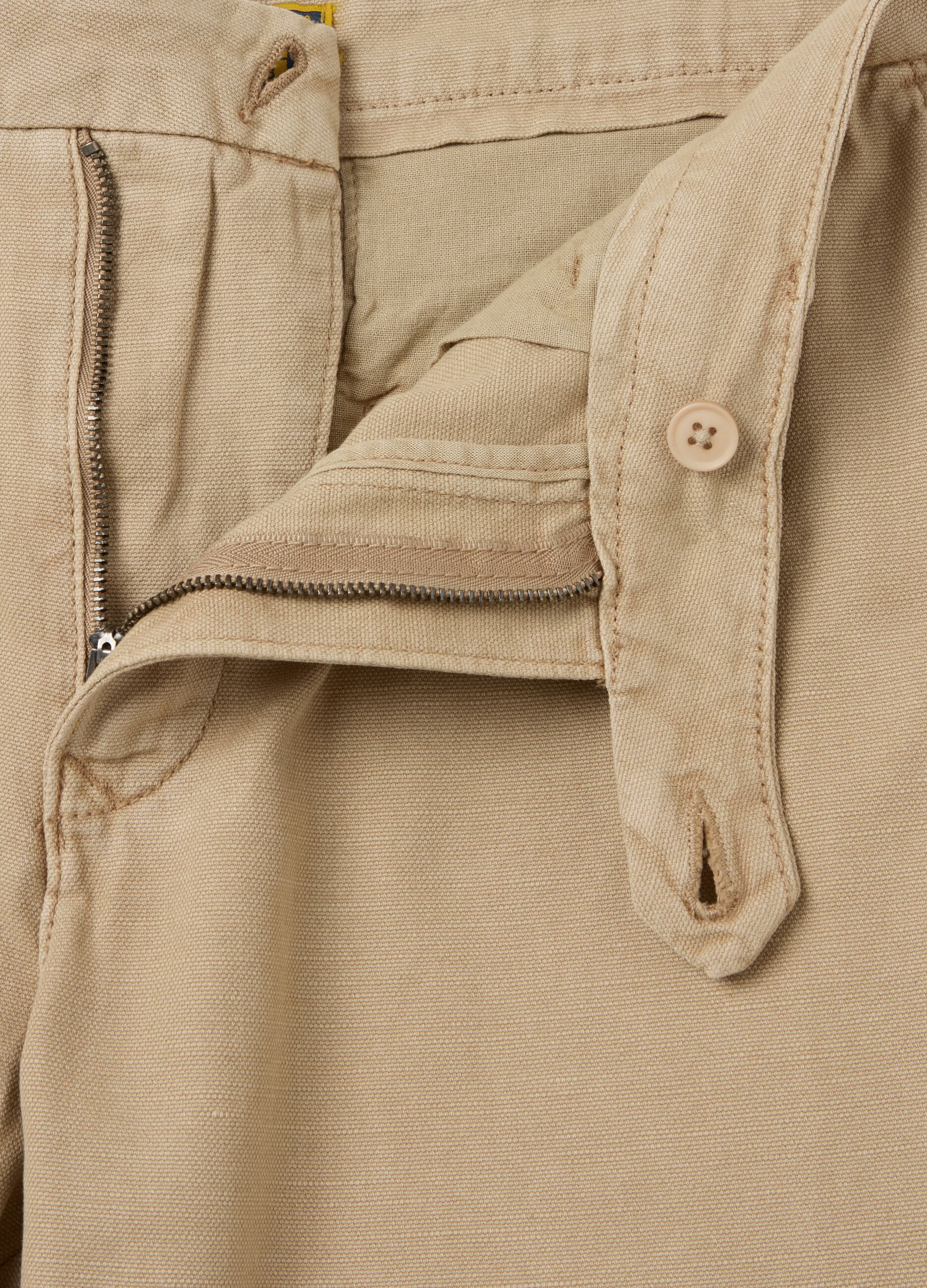 Chino trousers in beige linen and cotton