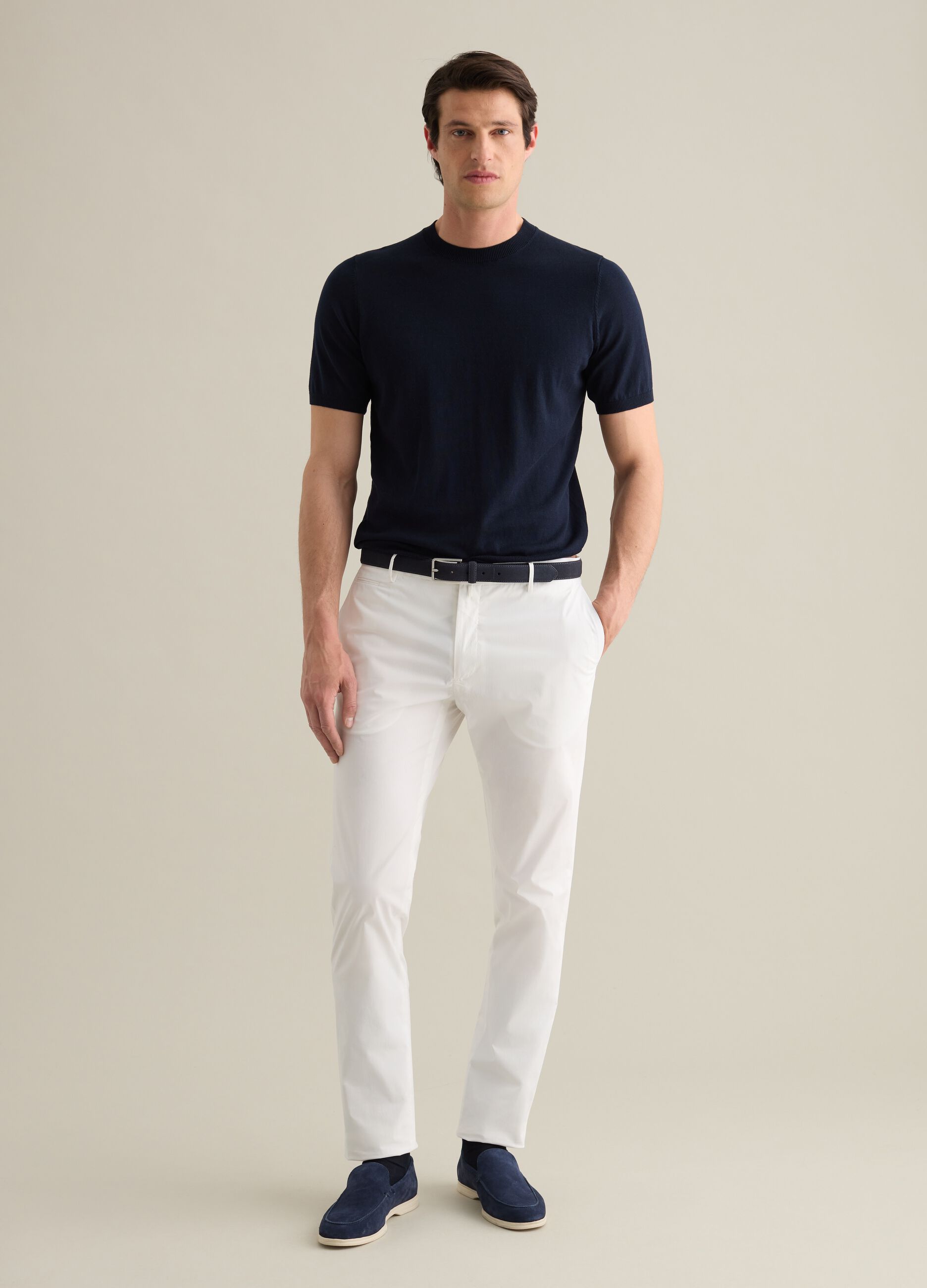 Blue T-shirt in cotton and silk