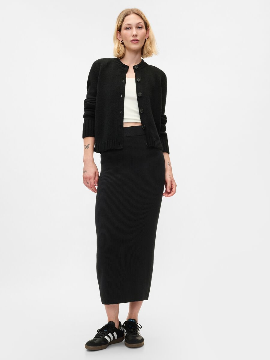 Cardigan girocollo con bottoni striati_1