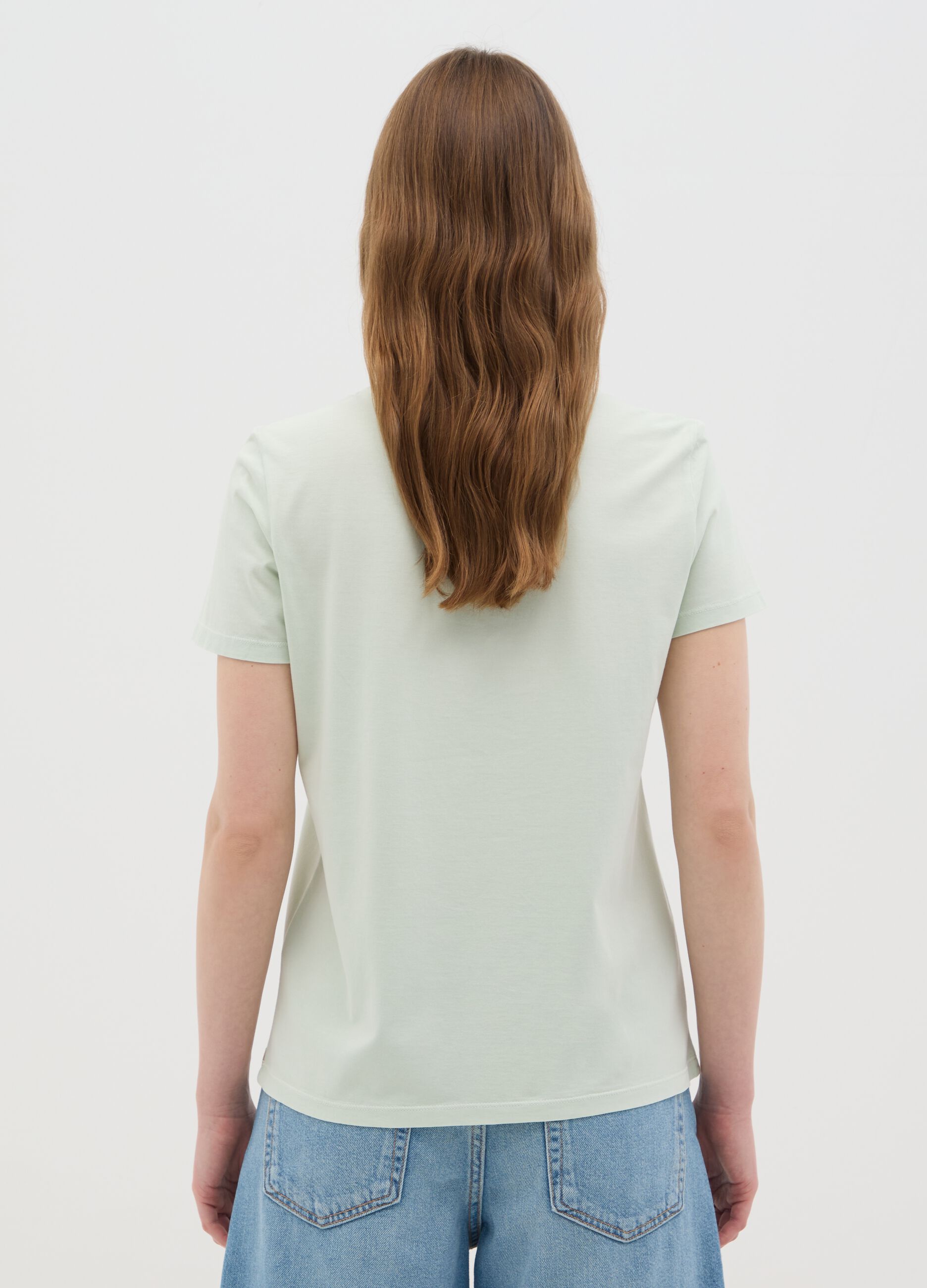 Women’s green regular-fit T-shirt in 100% cotton