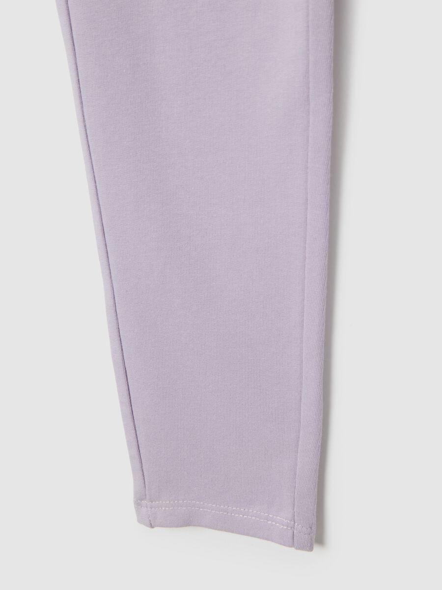 Pantaloni da bambina in misto cotone elasticizzato viola slim fit_3