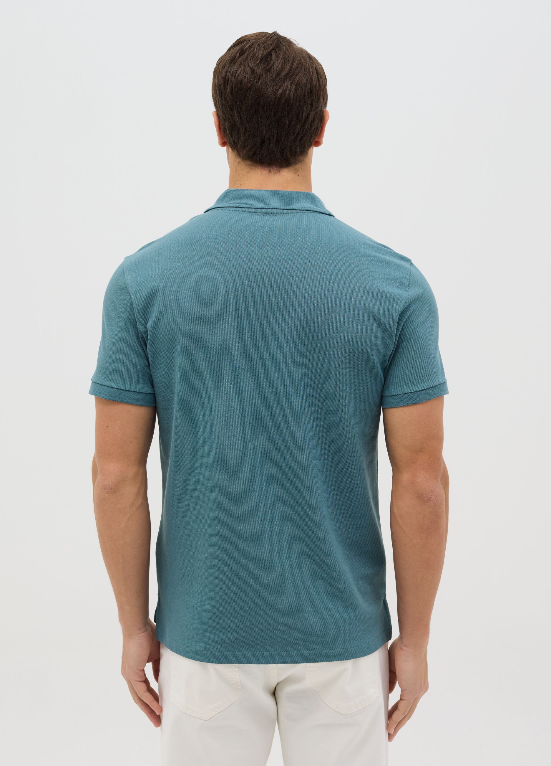 Slim Blue Cotton Polo