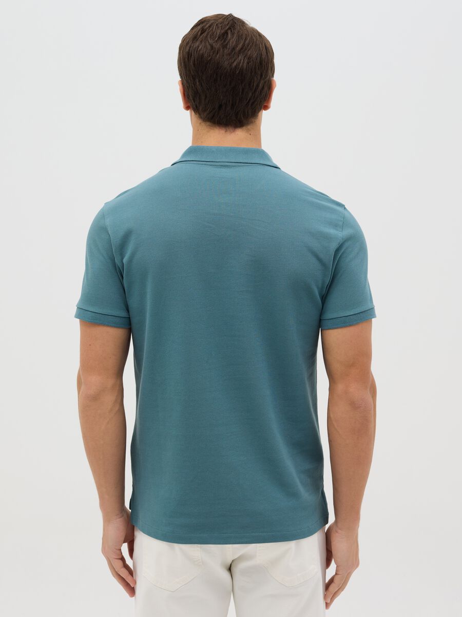 Slim Blue Cotton Polo_2