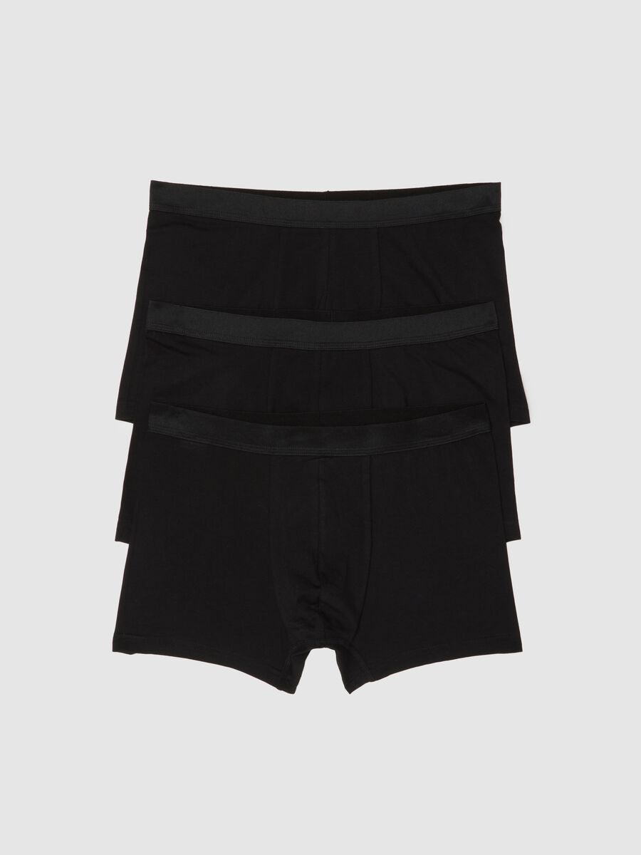 Tripack stretch cotton black boxer shorts regular fit_0