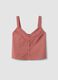 Pink regular fit cotton-linen blend top with lace details_4