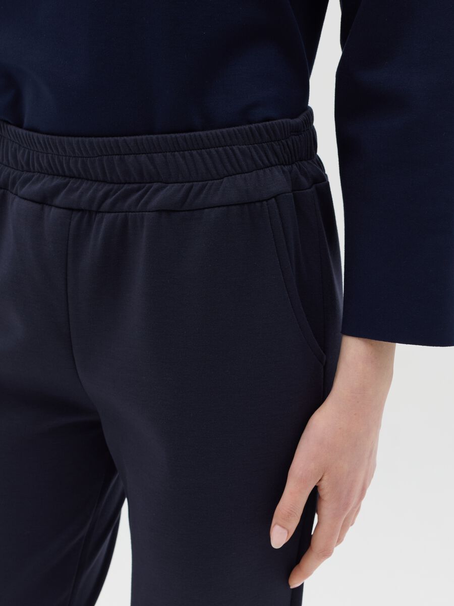 Blue cropped-fit trousers in stretch viscose blend_2