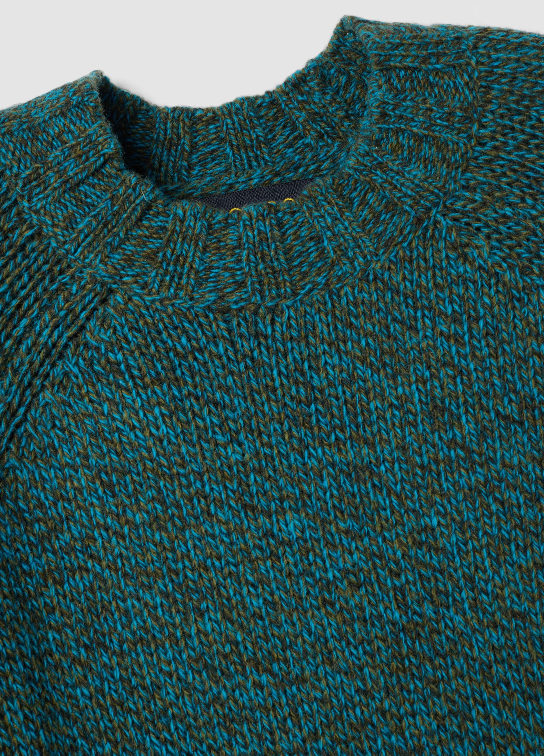 Green wool-blend crew-neck jumper