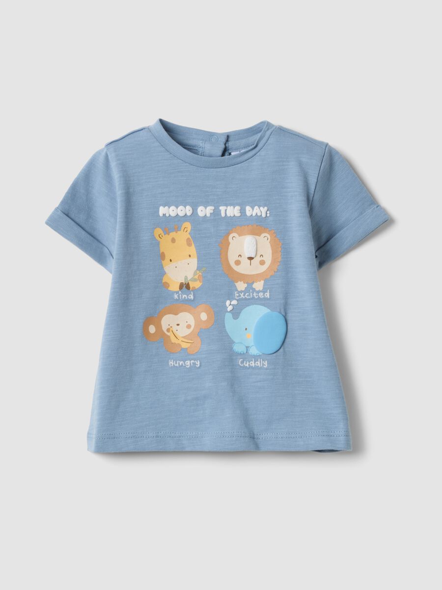 T-shirt azzurra a maniche corte in puro cotone regular fit_0