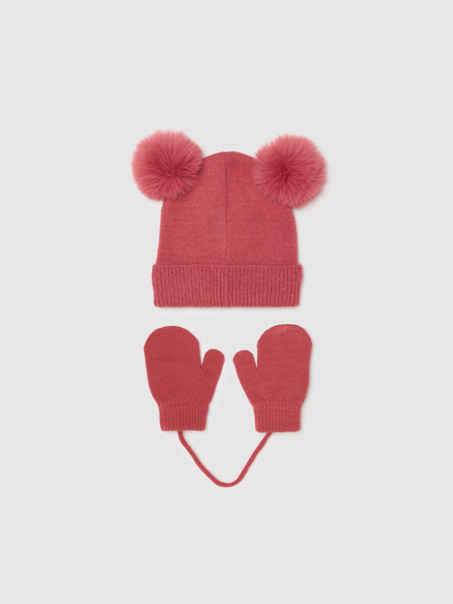 Pink Girls' Hat with Pom Pom_1