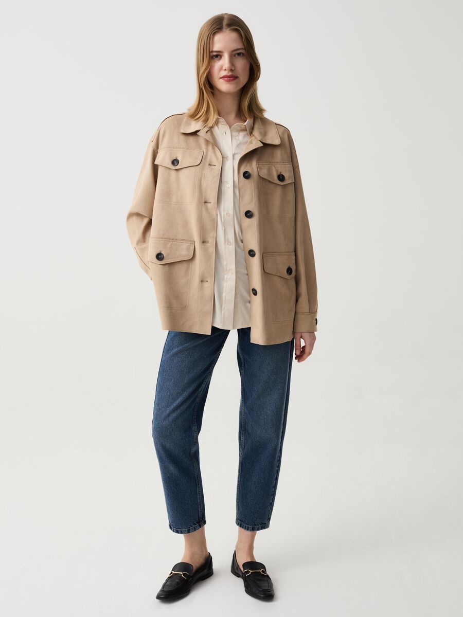 Short suede jacket with pockets_0