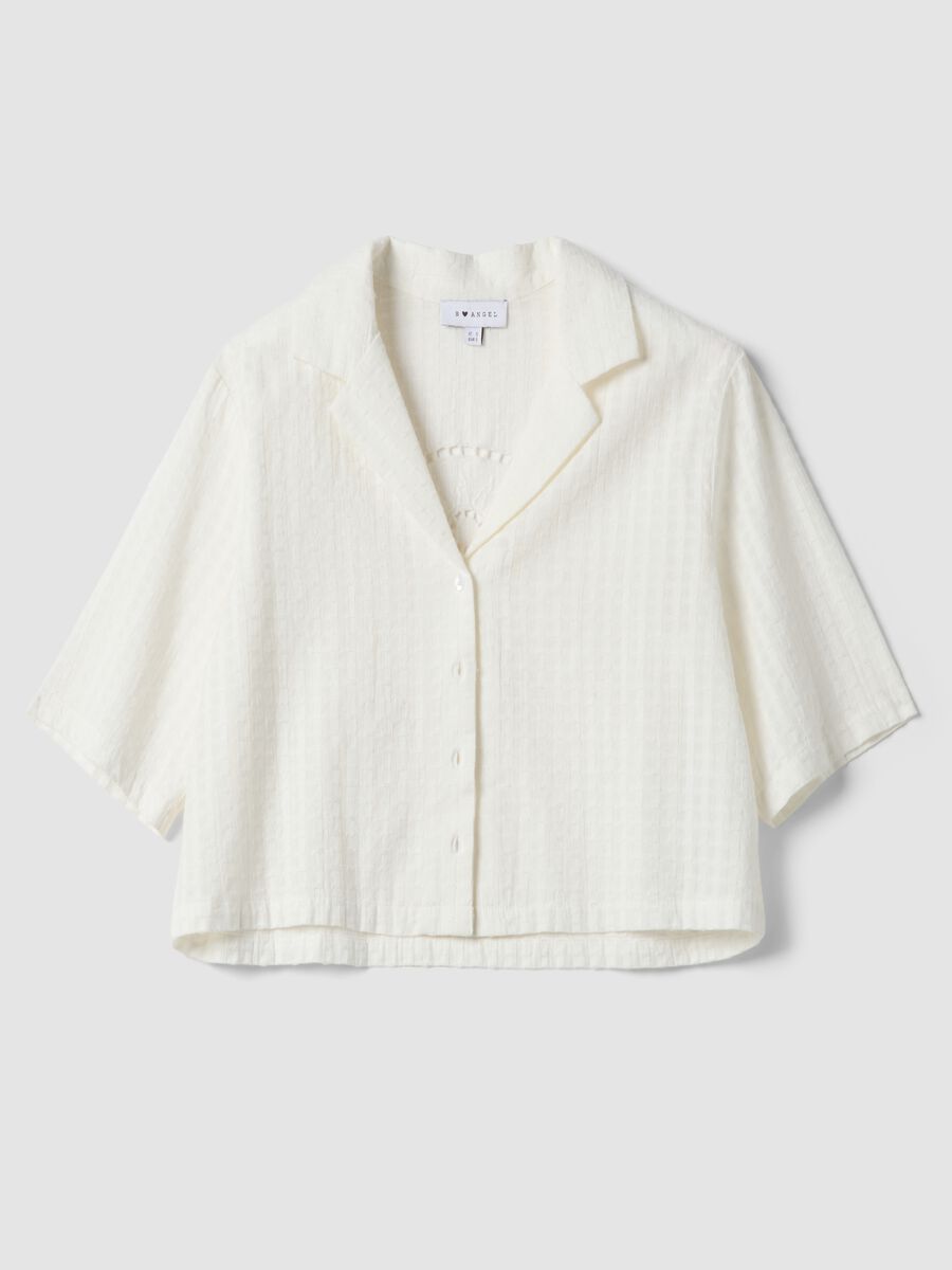 White pure cotton regular-fit shirt with check texture_4