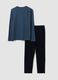 Blue and black striped organic cotton crew-neck pyjamas_5
