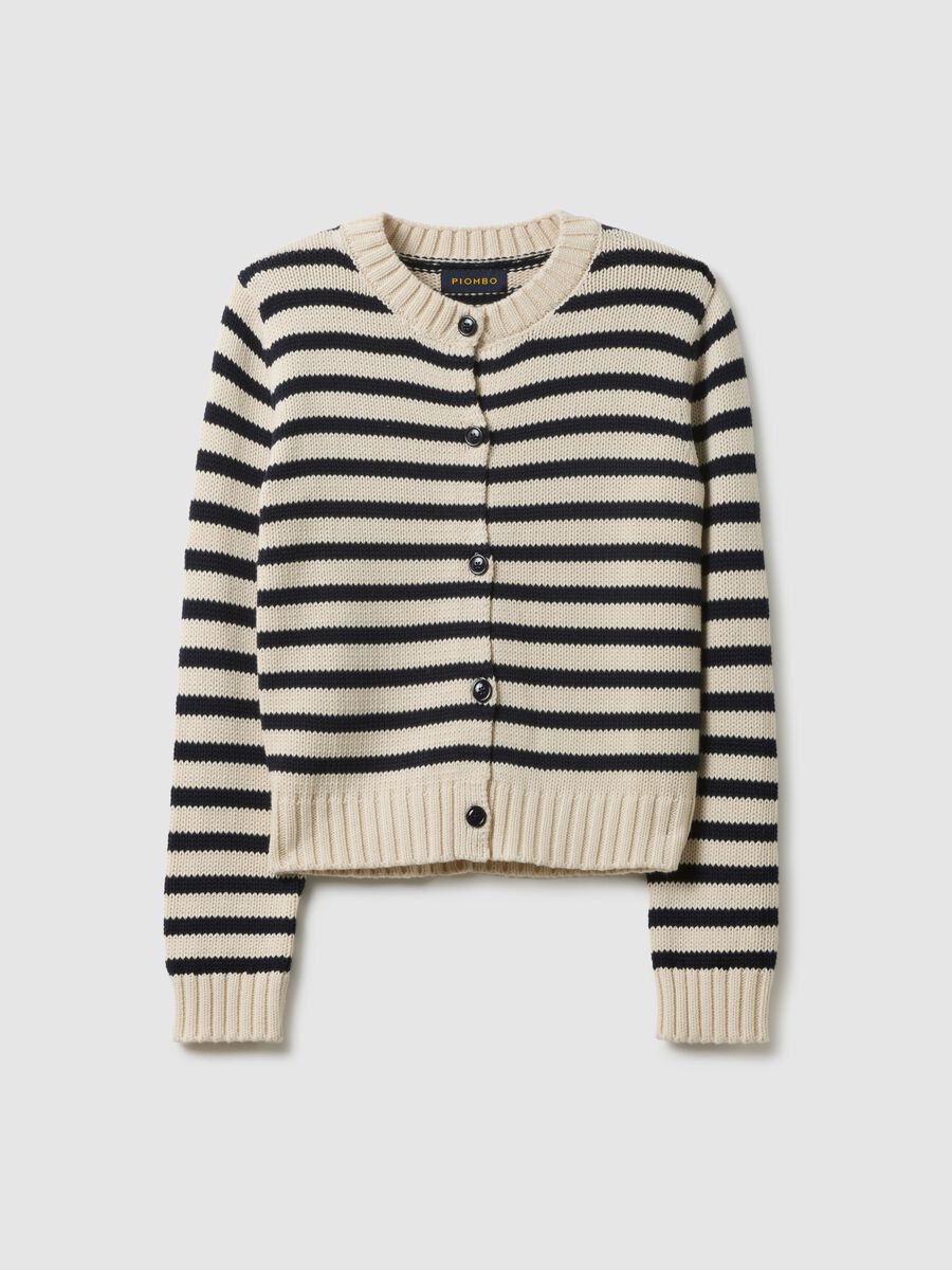 Cardigan a righe multicolor in puro cotone regular fit con bottoni_0