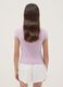 T-shirt viola in cotone organico con spalla scoperta_1