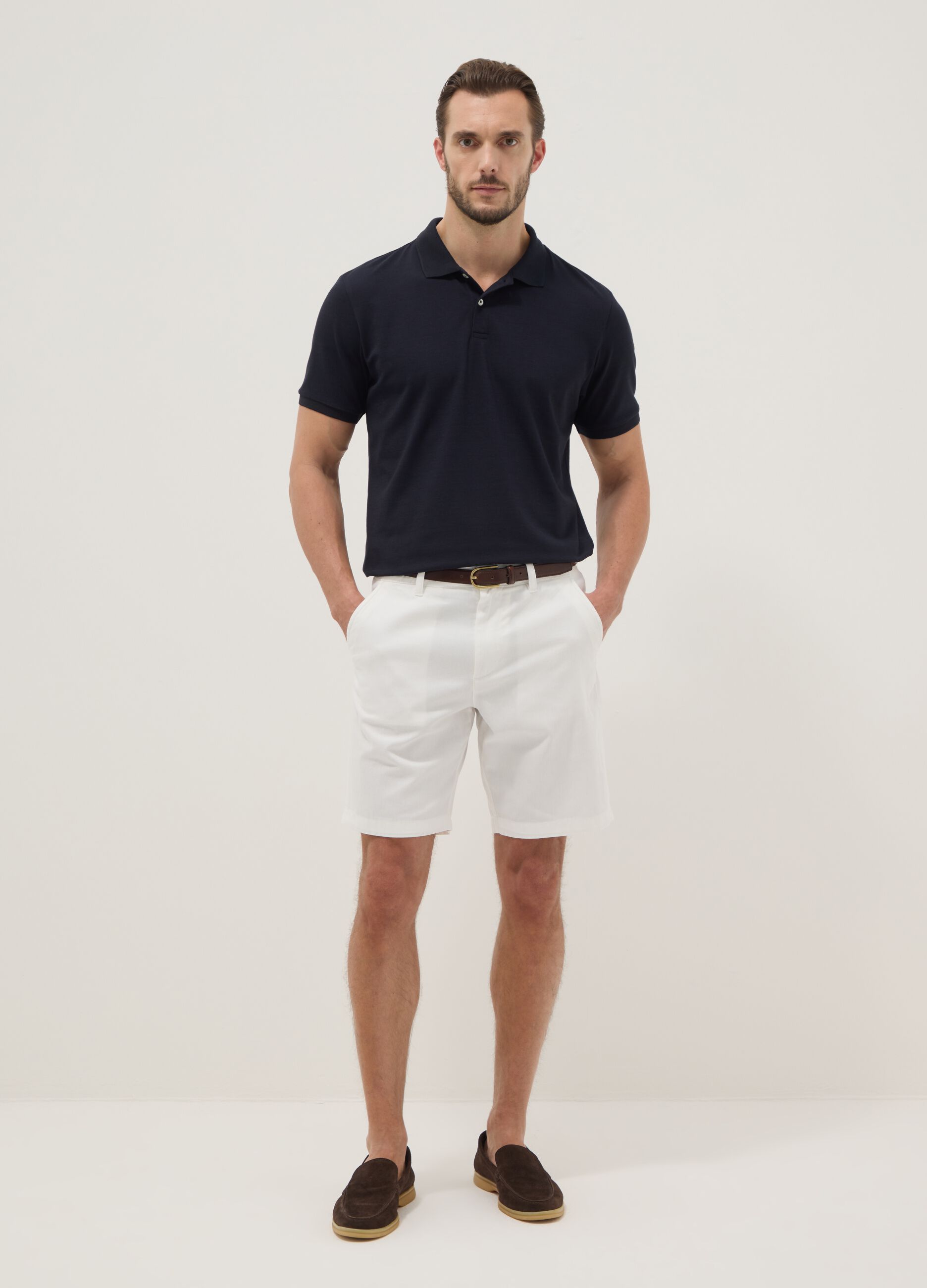 White regular-fit chino shorts