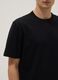 Black pure cotton crew neck t-shirt with relaxed fit_3