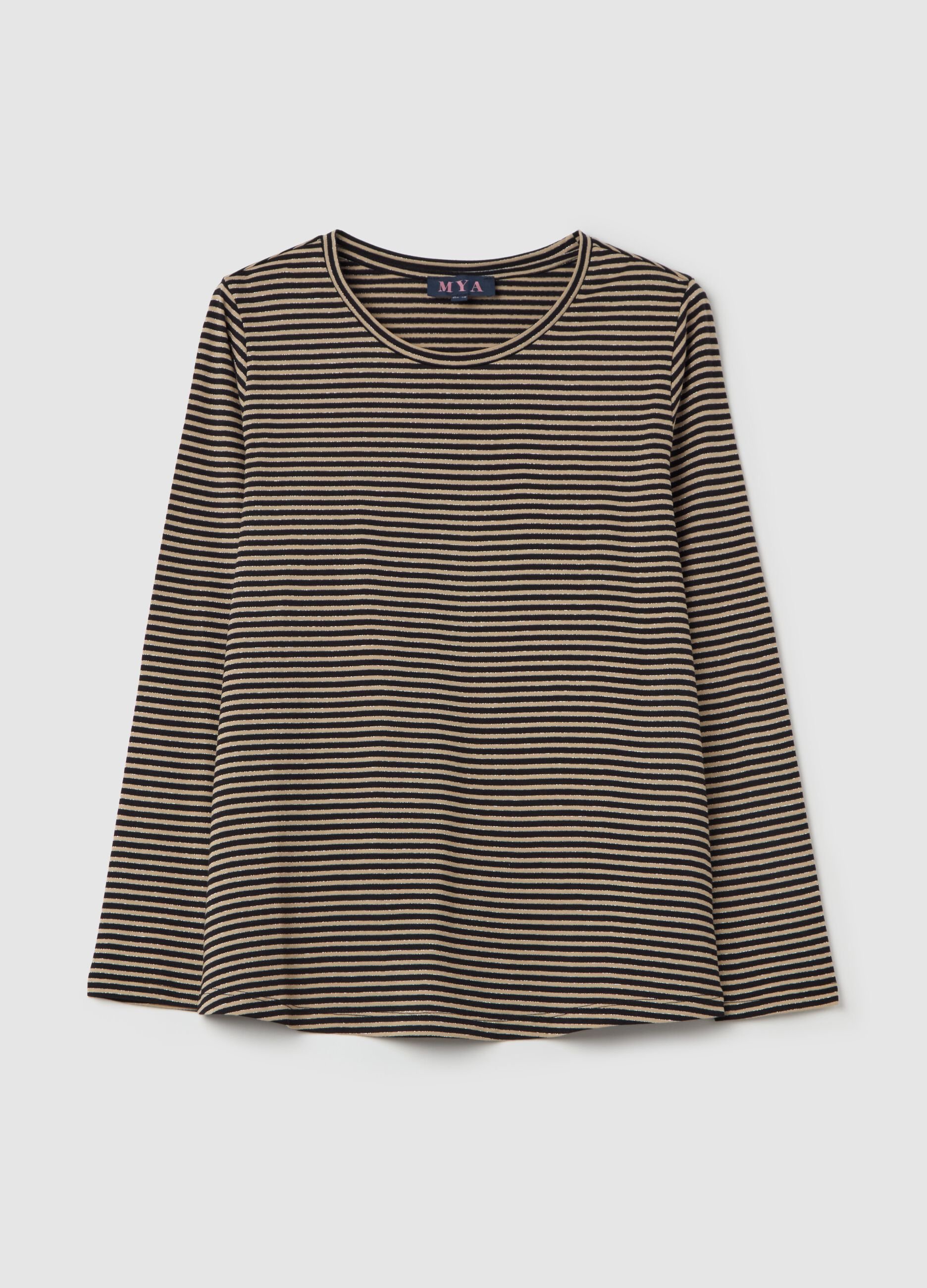 Curvy T-shirt in striped lurex