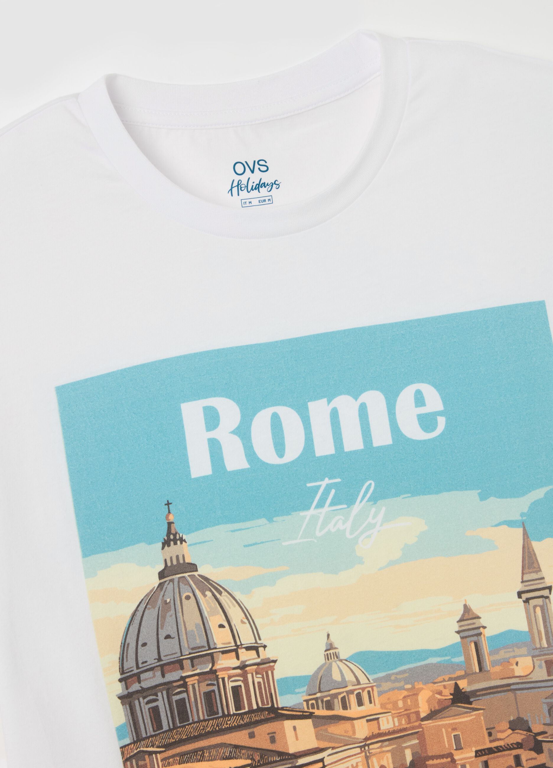 Cotton T-shirt with "Rome Italy" print