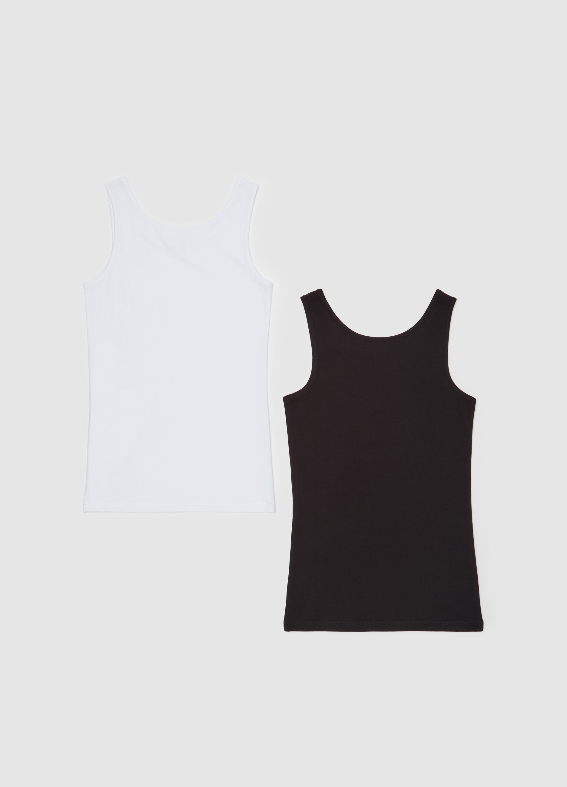Two-pack organic cotton vests with round neck