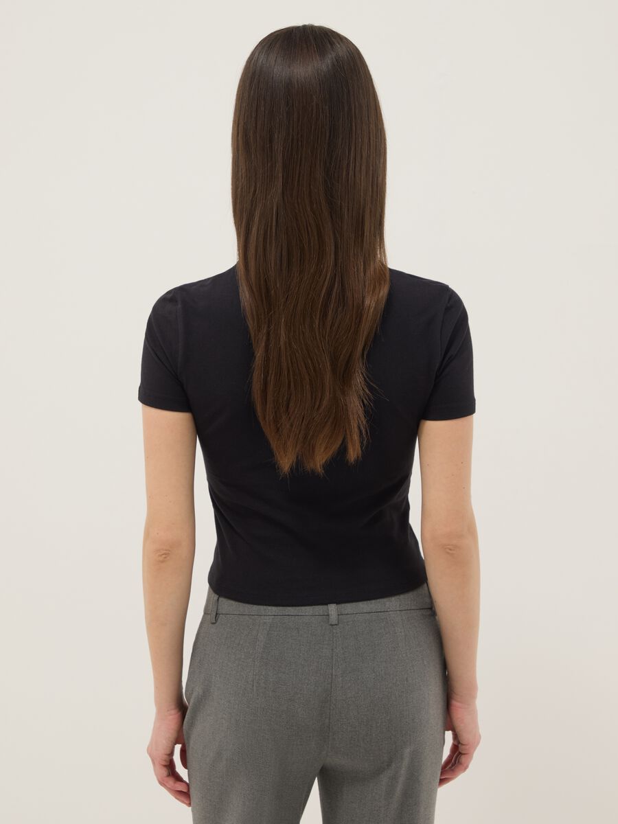 T-shirt in cotone elasticizzato nera slim fit_2
