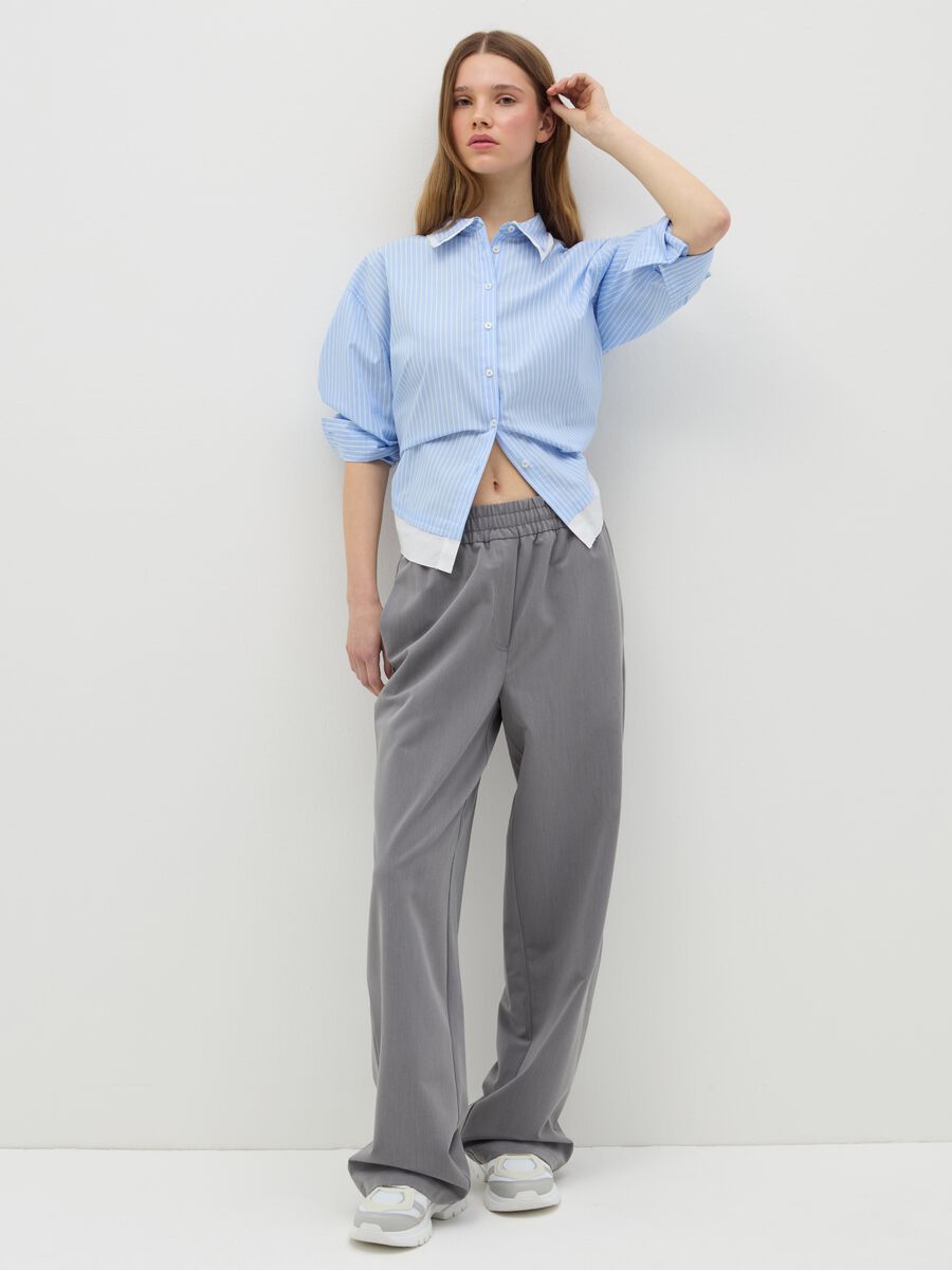 Pinstriped shirt with layered-effect details_1