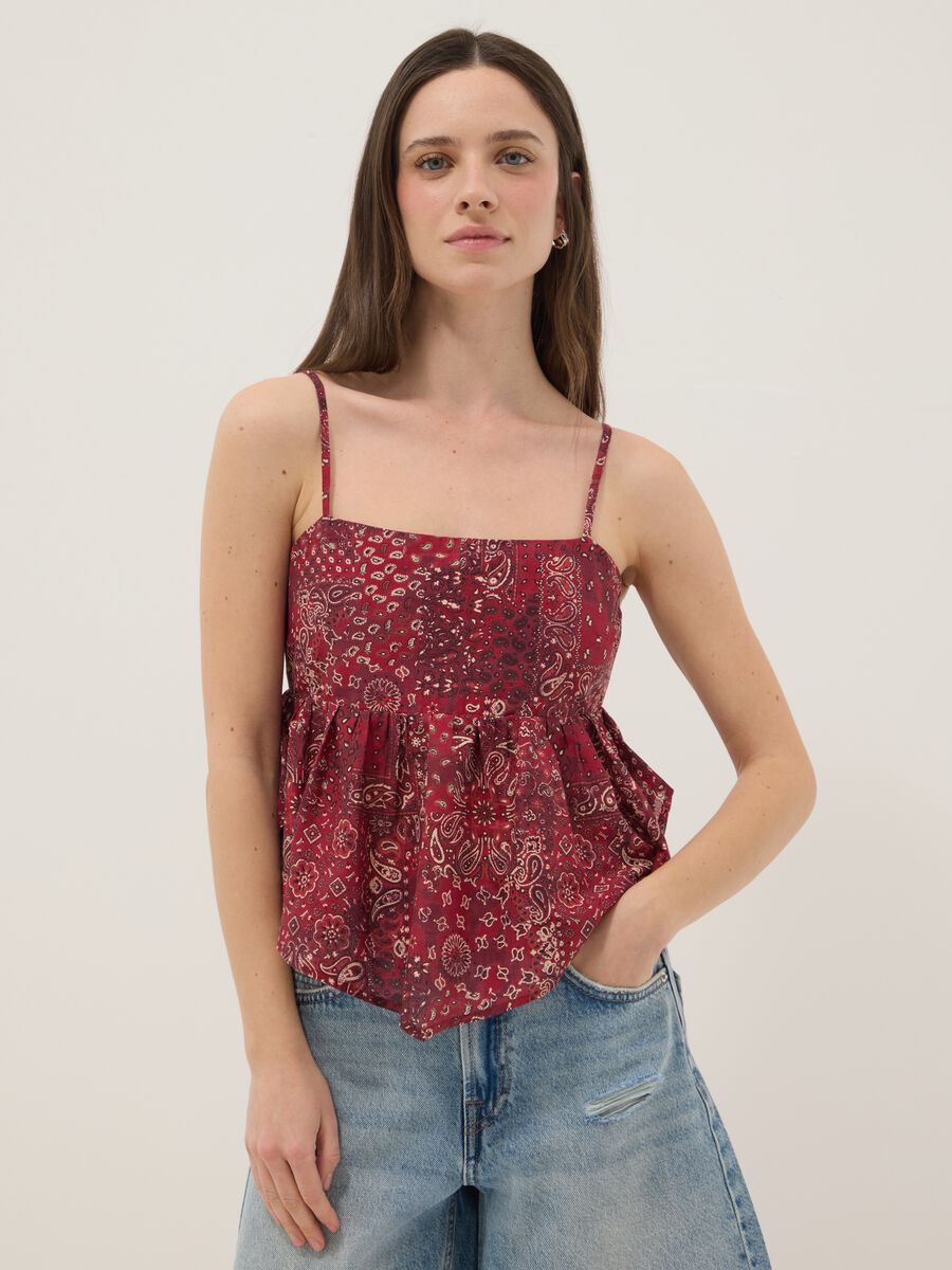 Multicoloured pure cotton regular fit tank top with thin straps_1