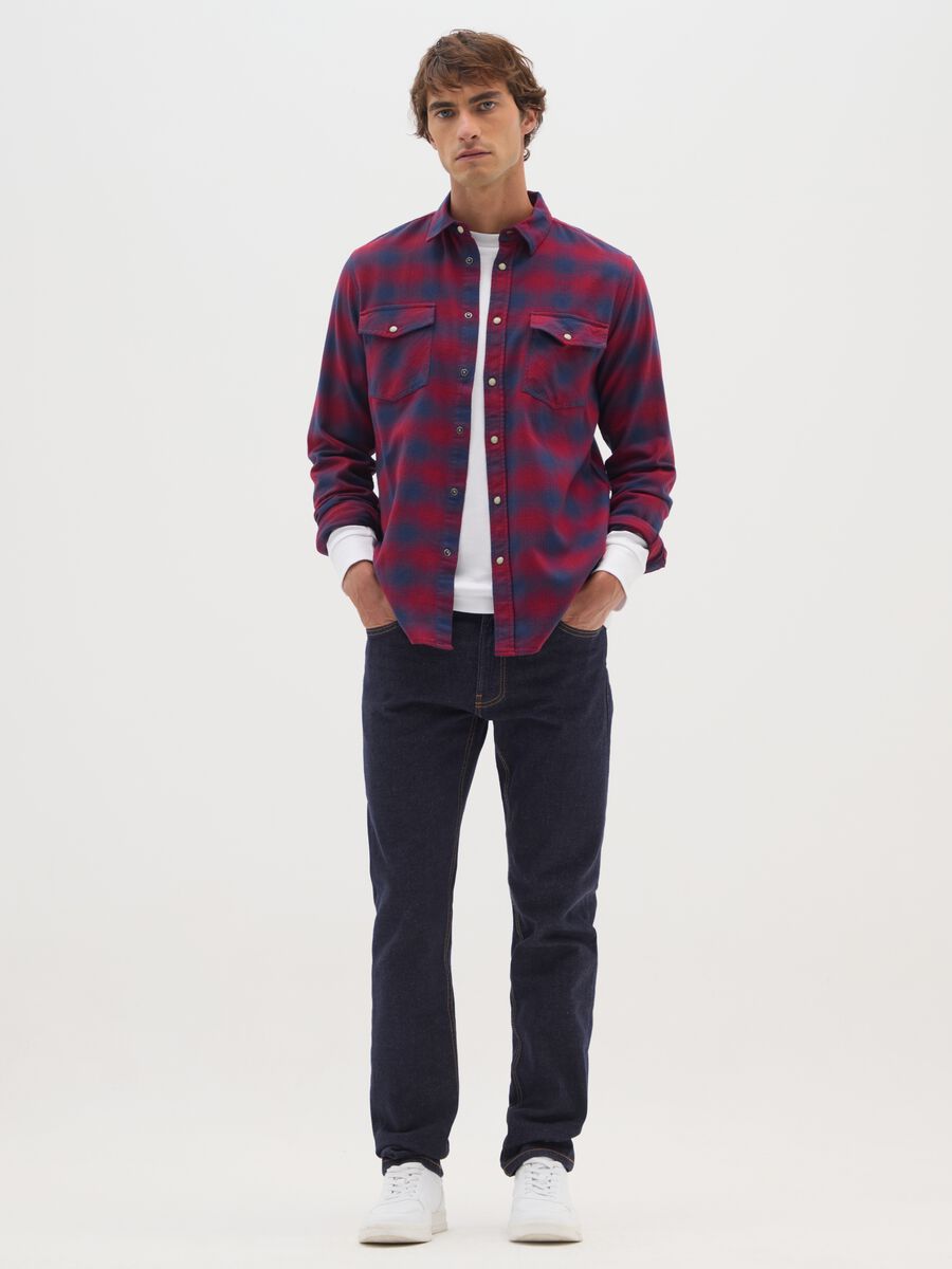 Multicolour pure cotton flannel shirt regular fit_1