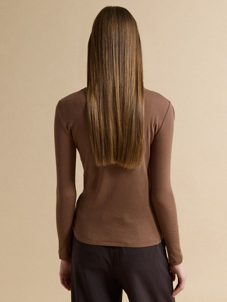 Brown crew-neck pure cotton jersey T-shirt_3