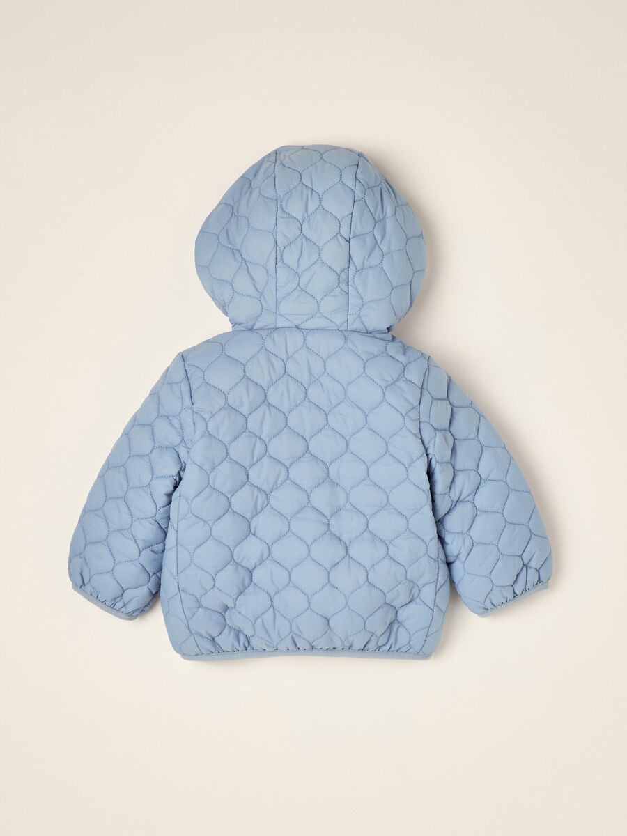 Blue quilted hooded jacket with bear ears_2