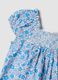 Blue pure cotton floral blouse with frills_2