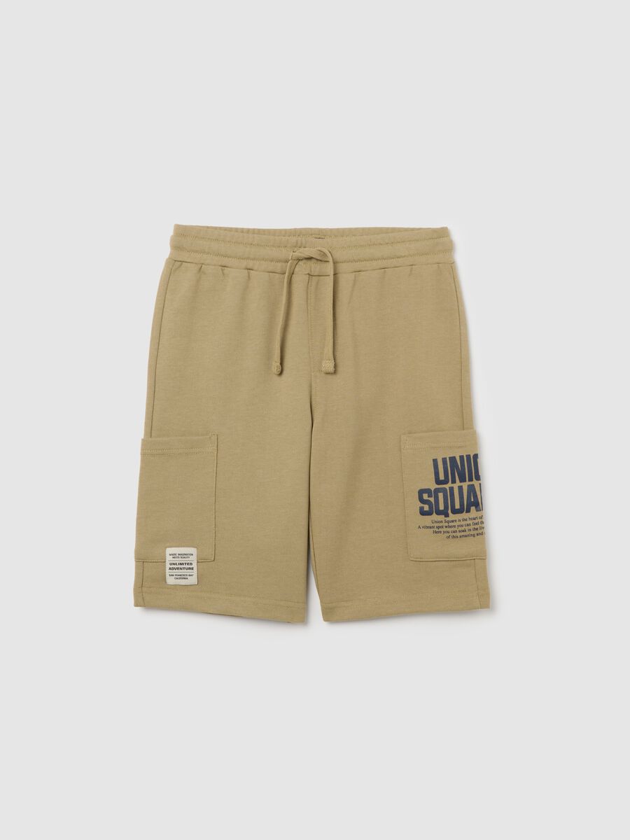 Shorts da ragazzo in puro cotone beige regular fit_3
