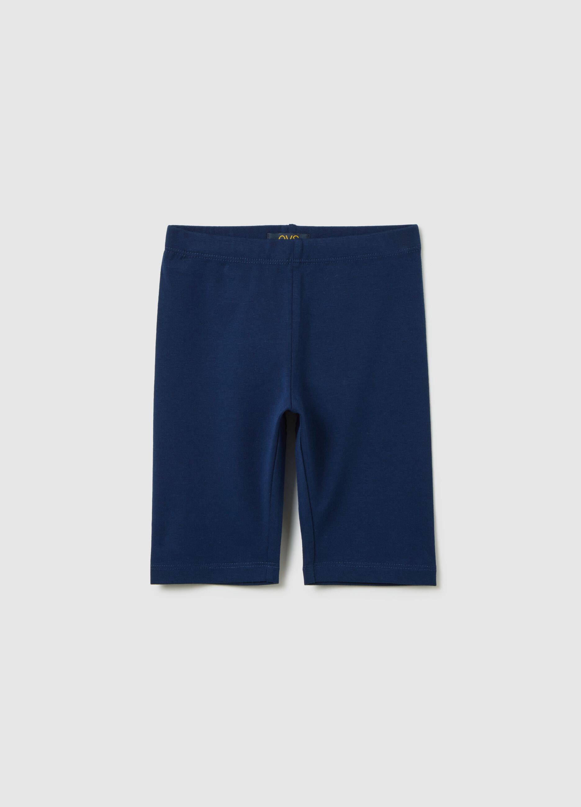 Girls' Blue Cotton Blend Skinny Fit Shorts