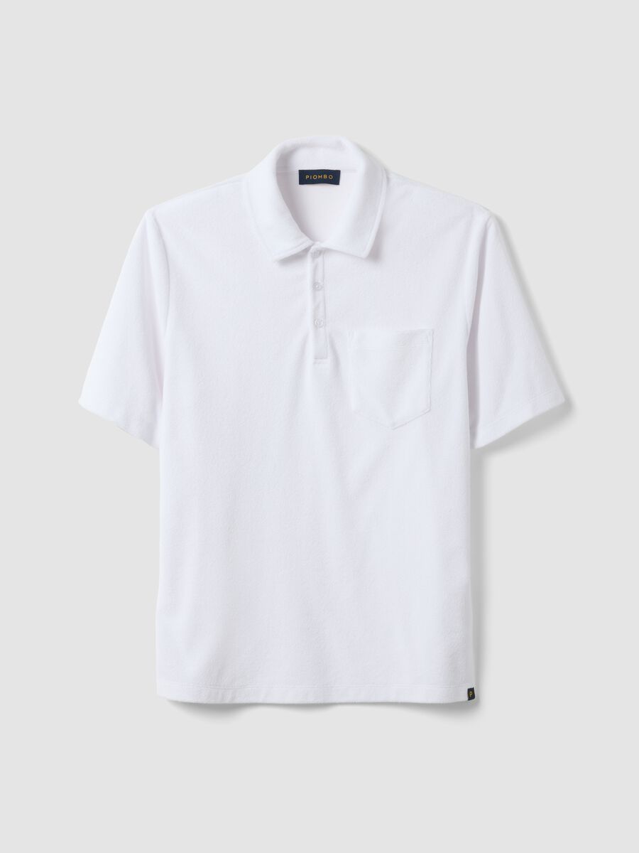 Polo bianca in misto cotone regular fit con taschino_4