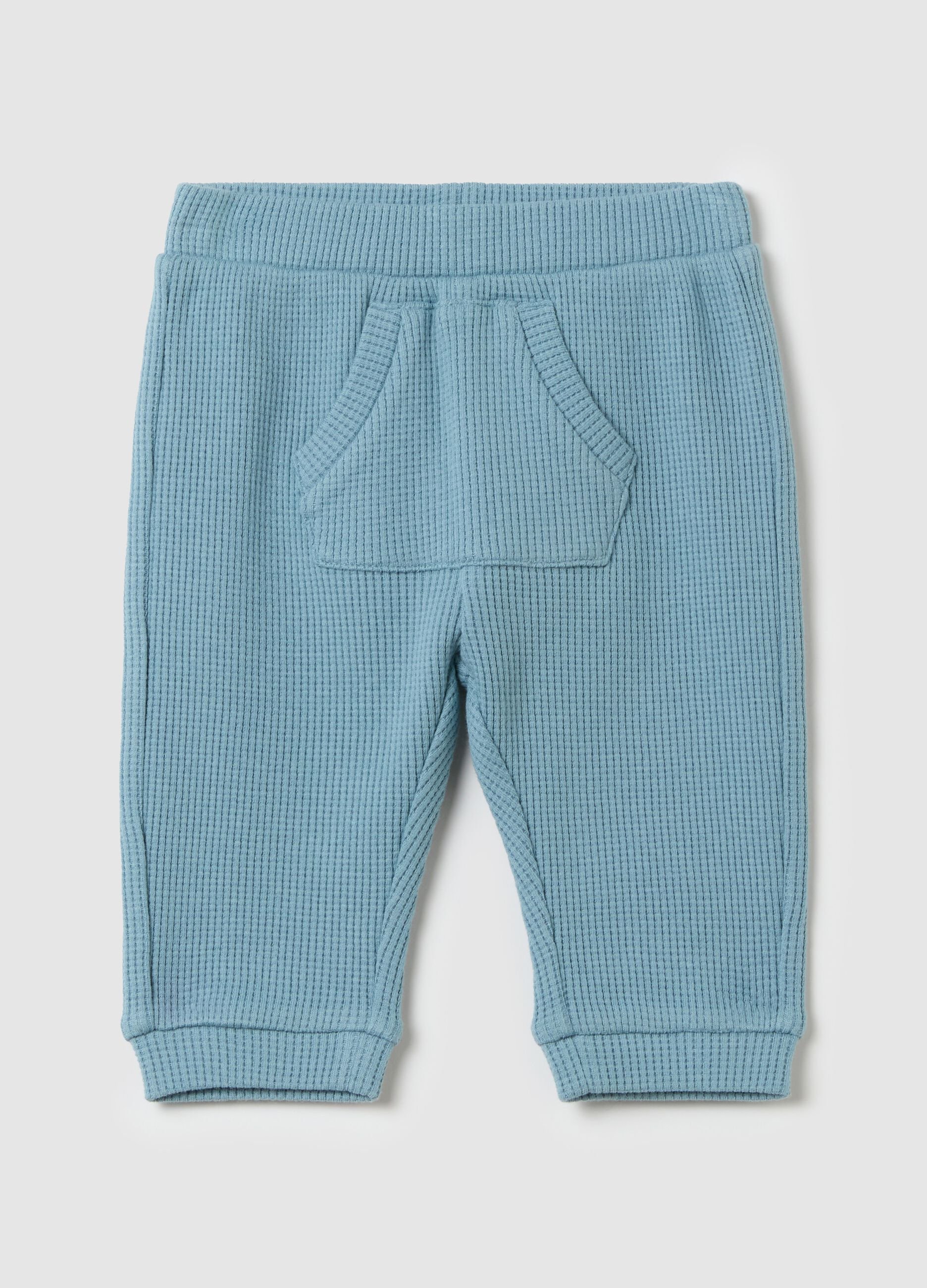Cotton joggers with waffle weave
