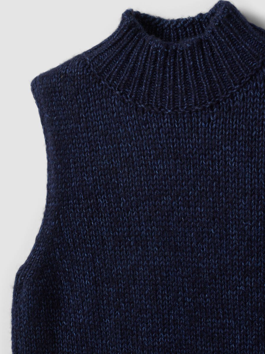Blue wool-blend gilet with raised collar, regular fit_5
