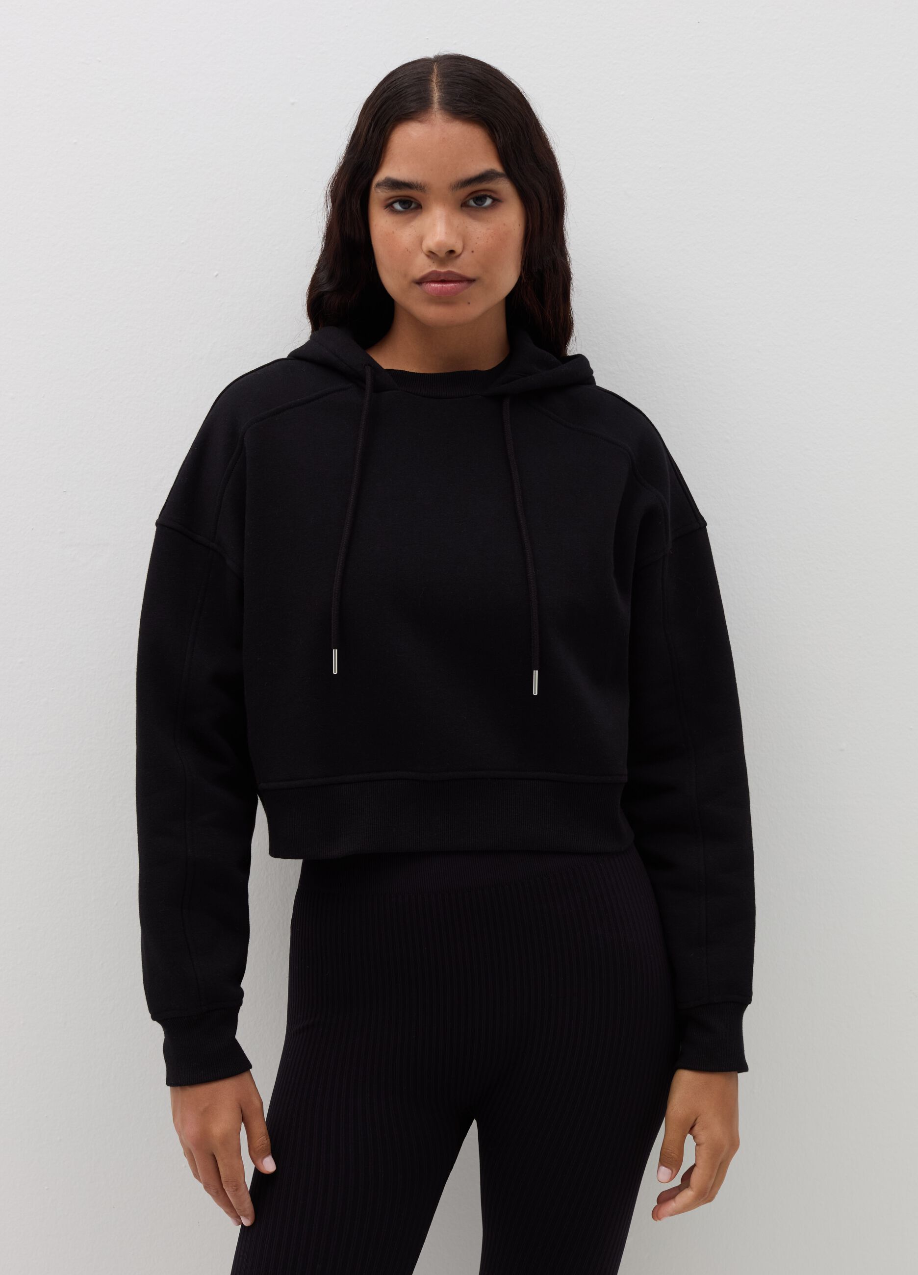 Felpa crop con cappuccio Nero B. ANGEL da Donna OVS