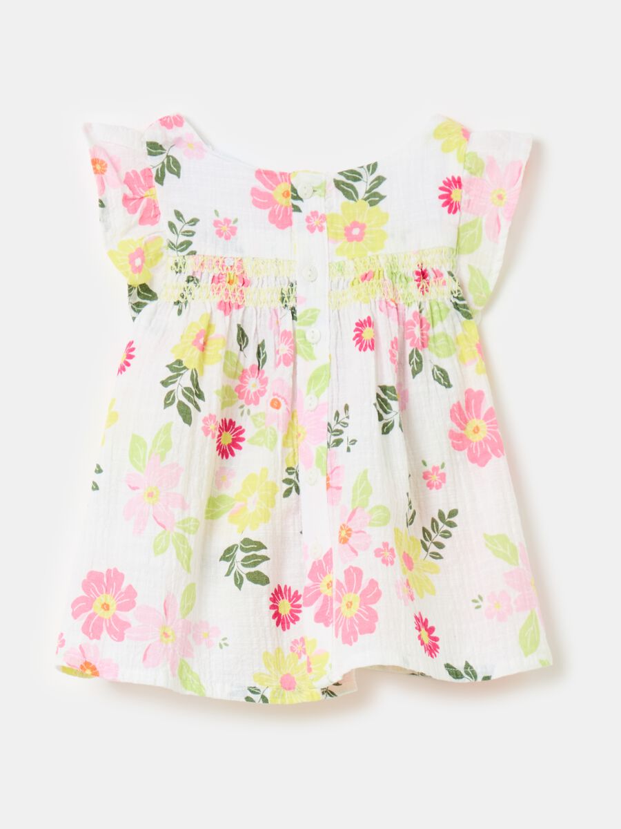Floral dress in stretch cotton gauze_1