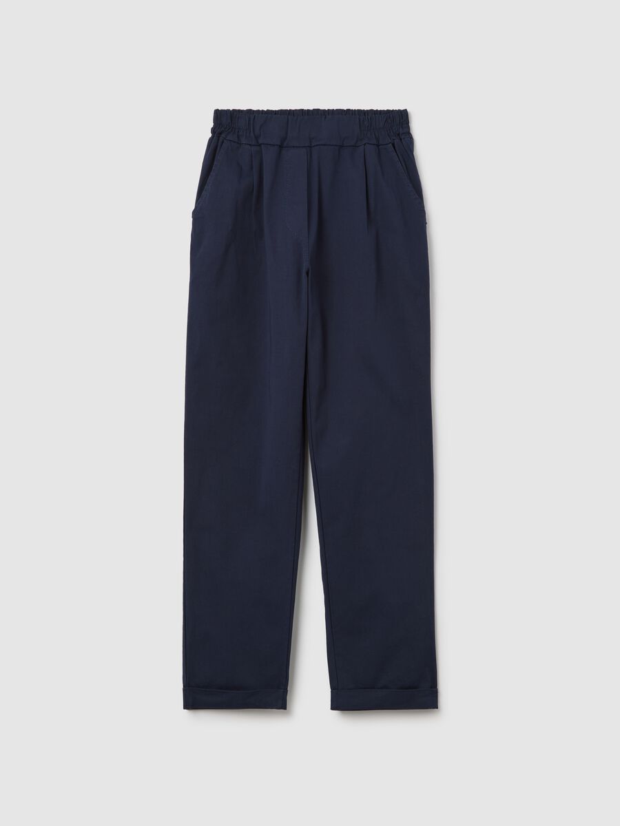 Blue cropped trousers in stretch cotton_4
