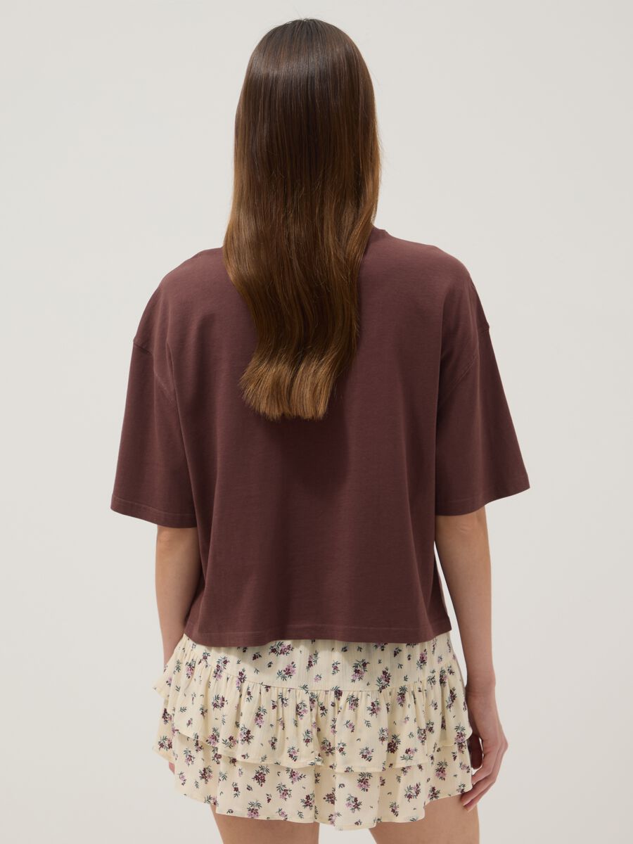 Brown pure cotton short-sleeve T-shirt_3