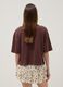 T-shirt marrone in puro cotone con ricamo boxy fit_3