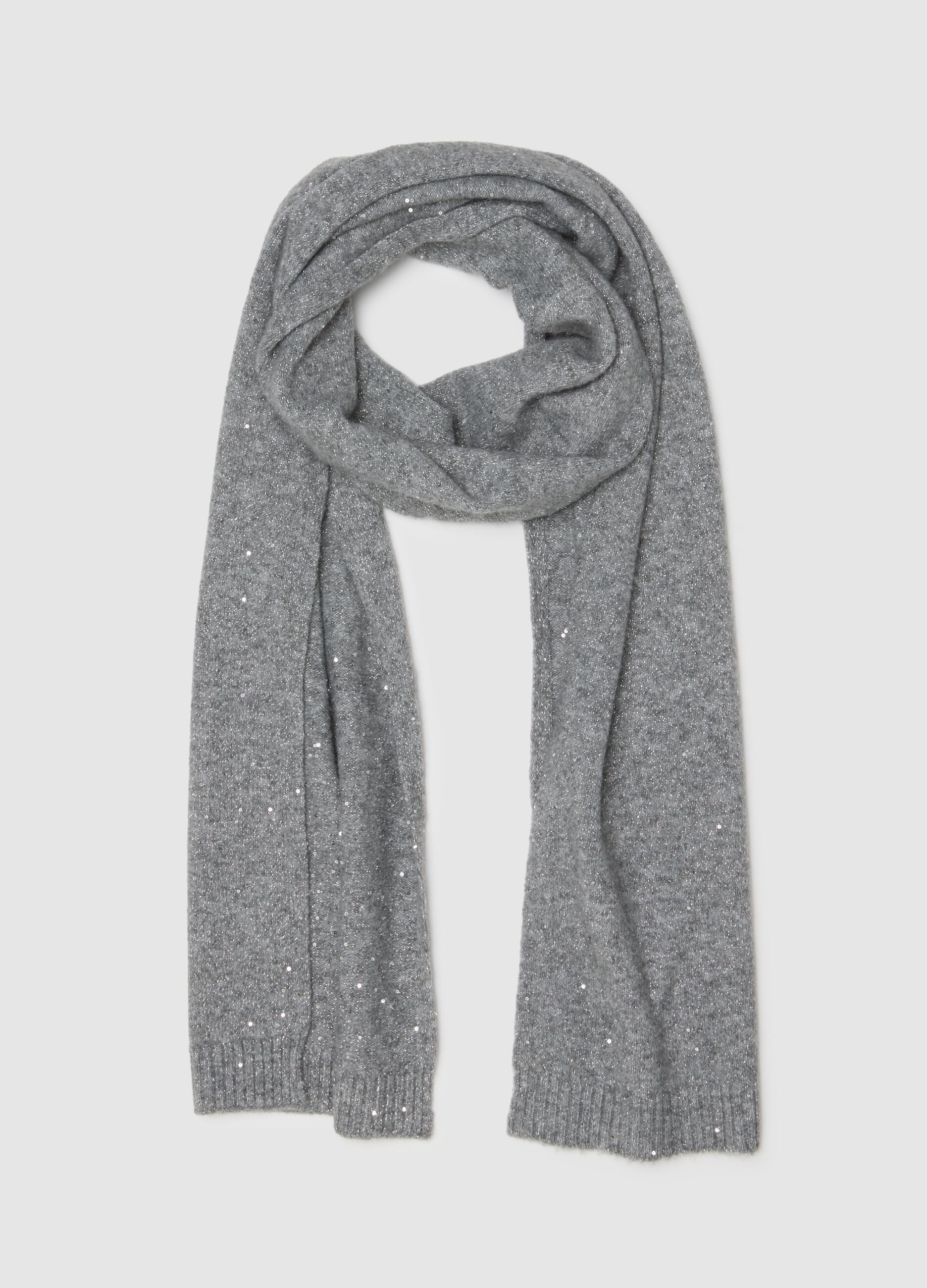 Grey Scarf with Metallic Fibres