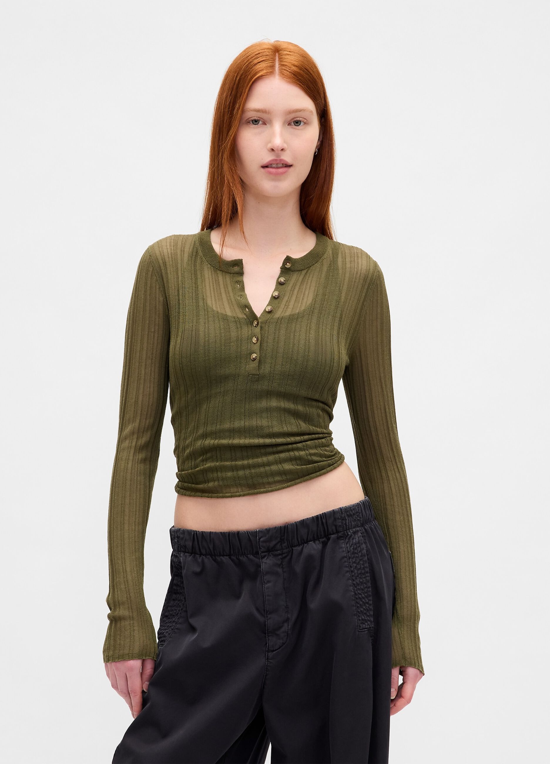 Light green pullover in acrylic and polyamide blend