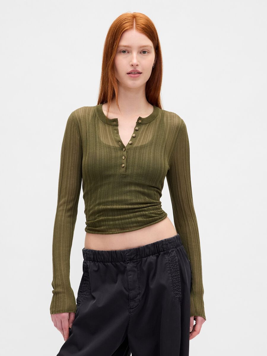 Pullover verde leggero in misto acrilico e poliammide_0